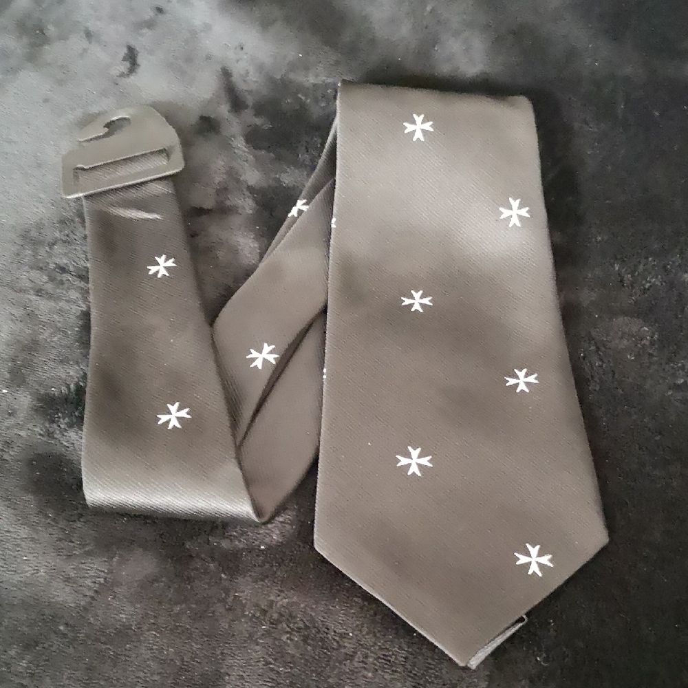 Elegant New Without Tags Silver Maltese Stars On Black Tie By Knightsofmalta